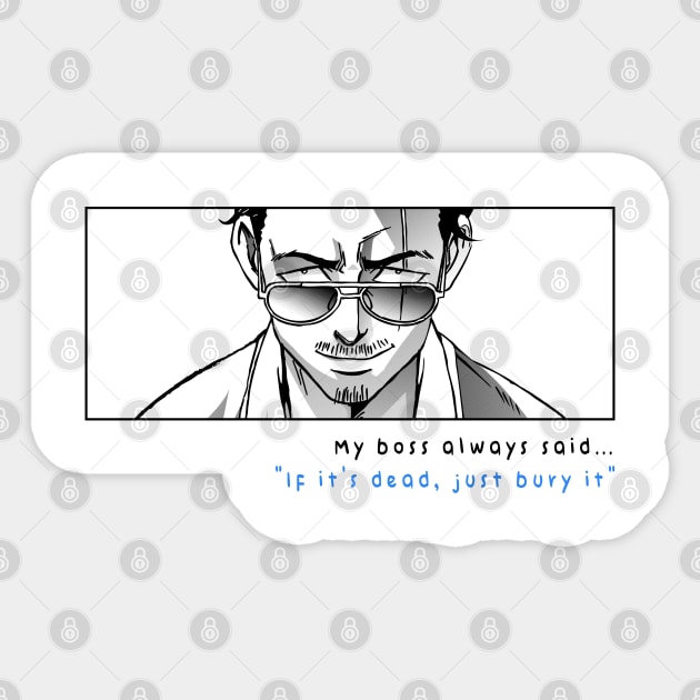 Tatsu - Gokushufudou quote Sticker by SirTeealot